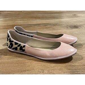 Diane Von Furstenberg DVF Botswana Pink Leather Leopard Calf Hair Flats Size 8.5